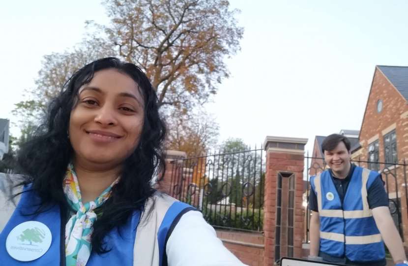 Grant and Noshaba on litter pick and pothole duty in Emerson Park